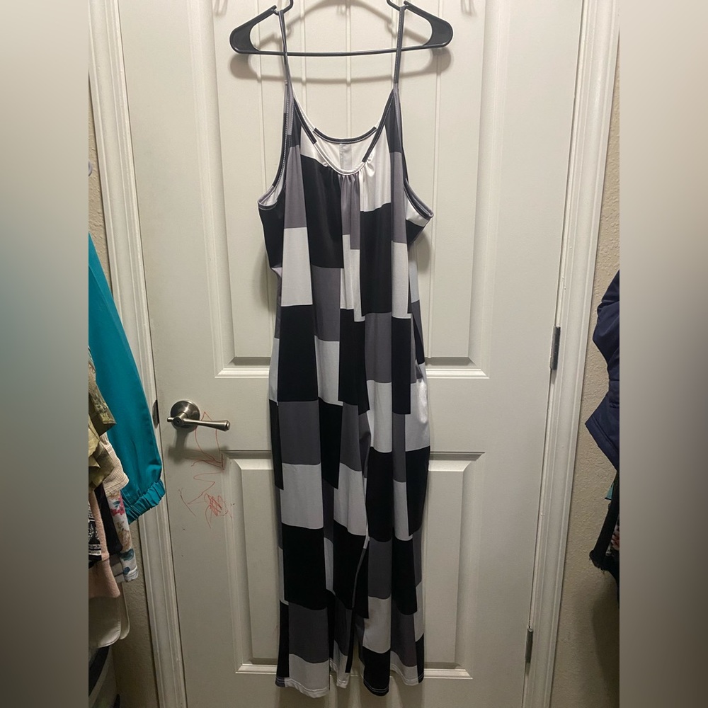 Black and White Checkered Jumpsuit